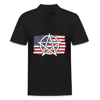 Drapeau américain Sorcellerie Wizardry Pentagram - Polo Homme - noir - Devant - Kai (181cm)