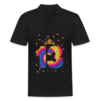 13e anniversaire Krone | | d’anniversaire sur le thème de Tie Dye - Polo Homme - noir - Devant - Kai (181cm)