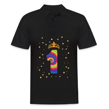 1er anniversaire Krone | | d’anniversaire sur le thème de Tie Dye - Polo Homme - noir - Devant - Kai (181cm)