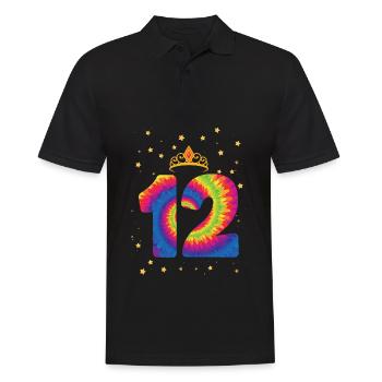 12. Geburtstag Krone | Tie Dye Themed Geburtstag | - Männer Poloshirt - Schwarz - Vorne - Kai (181cm)