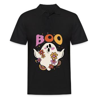 Boo Spooky Floral Flower-lover Ghost Halloween - Men's Polo Shirt - black - Front - Kai (181cm)