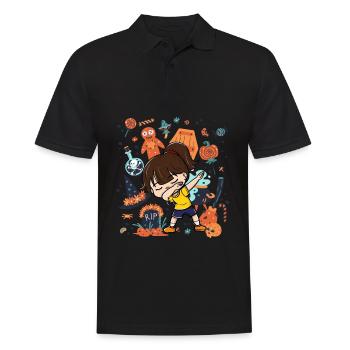 Funny Dabbing Girl Kid Spooky Dekorationen - Männer Poloshirt - Schwarz - Vorne - Kai (181cm)