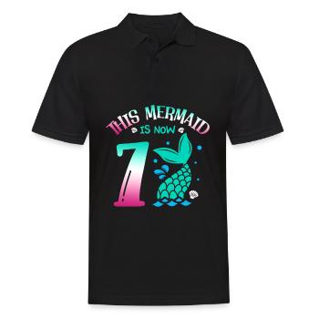 Diese Meerjungfrau Ist Jetzt 7, Märchenhafter 7. - Männer Poloshirt - Schwarz - Vorne - Kai (181cm)