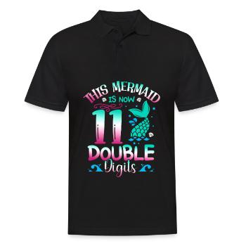 This mermaid is now 11 double digits, - Men's Polo Shirt - black - Front - Kai (181cm)