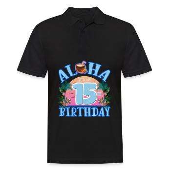 Aloha Es Ist Mein 15. Geburtstag Kokosnuss - Männer Poloshirt - Schwarz - Vorne - Kai (181cm)