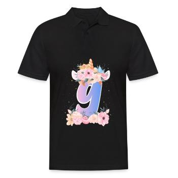 9 Couronne de licorne Joli bouquet de fleurs Zum 9. - Polo Homme - noir - Devant - Kai (181cm)