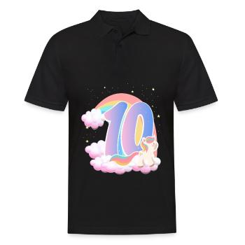 10 Unicorn Rainbow Clouds Little Pony 10. - Men's Polo Shirt - black - Front - Kai (181cm)