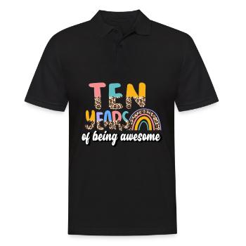 Ten Years Awesome Animal Skin Pattern Birthday - Men's Polo Shirt - black - Front - Kai (181cm)