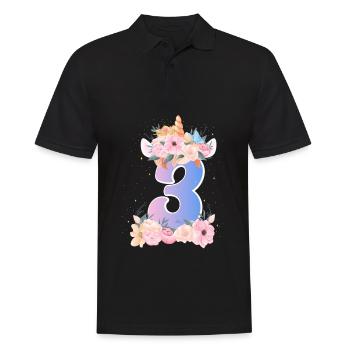 3 Einhorn Krone Niedlicher Blumenstrauß 3. - Männer Poloshirt - Schwarz - Vorne - Kai (181cm)