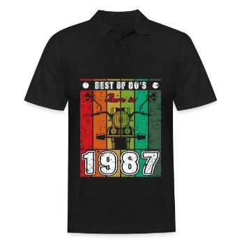 Le meilleur de la moto classique née des années 80 en 1987 - Polo Homme - noir - Devant - Kai (181cm)