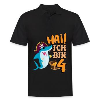 Hai! Ich Bin 4 Einäugiger Piraten Hai 4. - Männer Poloshirt - Schwarz - Vorne - Kai (181cm)