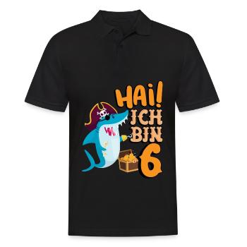 Hai! Ich Bin 6 Einäugiger Piraten Hai 6. - Männer Poloshirt - Schwarz - Vorne - Kai (181cm)