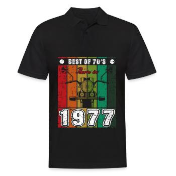 Le meilleur de la moto classique née des années 70 en 1977 - Polo Homme - noir - Devant - Kai (181cm)