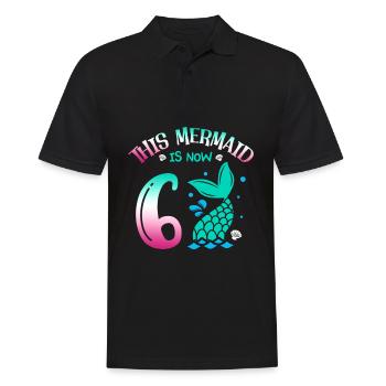 Diese Meerjungfrau Ist Jetzt 6, Märchenhaftes 6. - Männer Poloshirt - Schwarz - Vorne - Kai (181cm)