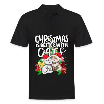 Noël est mieux avec des chats heureux - Polo Homme - noir - Devant - Kai (181cm)
