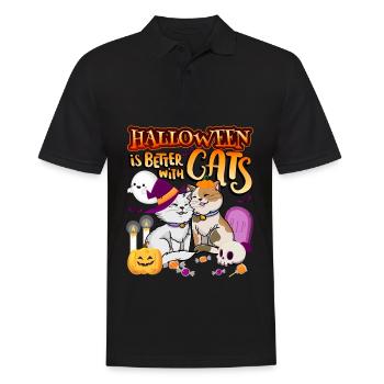 Halloween Is Better With Cats Spooky Kitty - Men's Polo Shirt - black - Front - Kai (181cm)