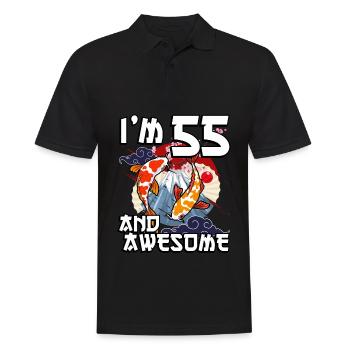 Ich Bin 55 Und Awesome Japanischer Karpfen Koi - Männer Poloshirt - Schwarz - Vorne - Kai (181cm)