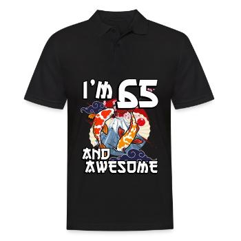 Ich Bin 65 Und Awesome Japanischer Karpfen Koi - Männer Poloshirt - Schwarz - Vorne - Kai (181cm)