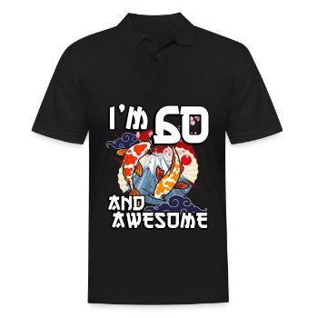 Ich Bin 60 Und Awesome Japanischer Karpfen Koi - Männer Poloshirt - Schwarz - Vorne - Kai (181cm)