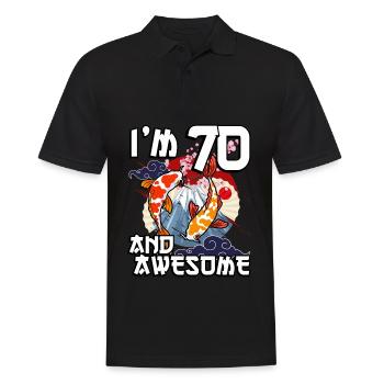 Ich Bin 70 Und Awesome Japanischer Karpfen Koi - Männer Poloshirt - Schwarz - Vorne - Kai (181cm)