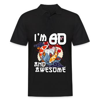 Ich Bin 80 Und Awesome Japanischer Karpfen Koi - Männer Poloshirt - Schwarz - Vorne - Kai (181cm)