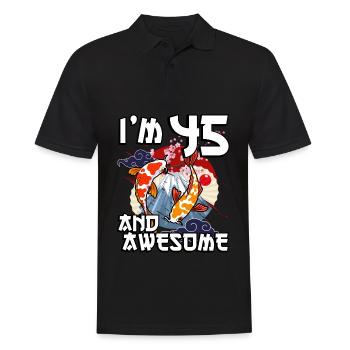 J’ai 45 ans et j’ai un koi de carpe japonaise génial - Polo Homme - noir - Devant - Kai (181cm)