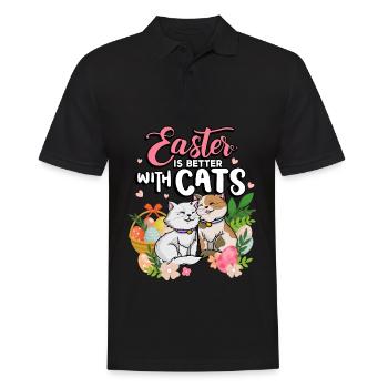 Pâques est mieux avec les chats Vacances de la saison de Pâques - Polo Homme - noir - Devant - Kai (181cm)