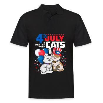 Le 4 juillet est meilleur avec les chats - Polo Homme - noir - Devant - Kai (181cm)