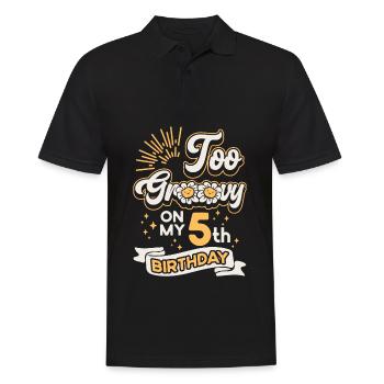 Too Groovy On My 5th Birthday Five Years Old Bday - Men's Polo Shirt - black - Front - Kai (181cm)