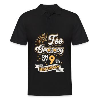 Too Groovy On My 9th Birthday Nine Years Old Bday - Men's Polo Shirt - black - Front - Kai (181cm)