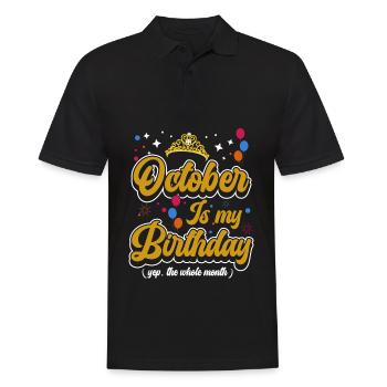 Octobre est mon anniversaire. Tout le mois - Polo Homme - noir - Devant - Kai (181cm)