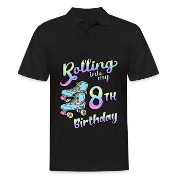 Rolling Into My 8th Birthday Quad Skater - Men's Polo Shirt - black - Front - Kai (181cm)
