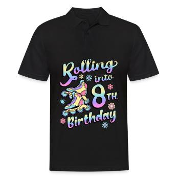 Rolling Into 8th Birthday Roller Skater Inline - Men's Polo Shirt - black - Front - Kai (181cm)