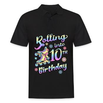 Rolling Into 10th Birthday Roller Skater Inline - Men's Polo Shirt - black - Front - Kai (181cm)