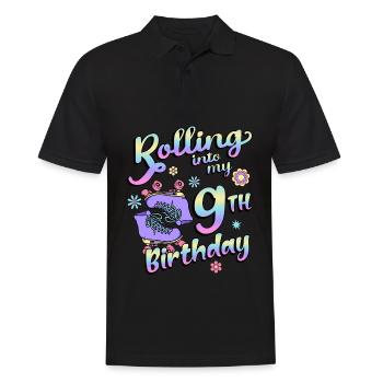 Rolling Into My 9th Birthday Quad Skater - Männer Poloshirt - Schwarz - Vorne - Kai (181cm)