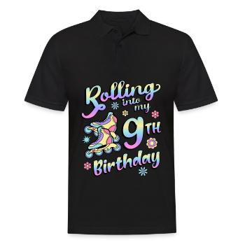 Rolling Into My 9th Birthday Roller Skater Inline - Männer Poloshirt - Schwarz - Vorne - Kai (181cm)