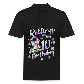 Rolling Into My 10th Birthday Roller Skater - Männer Poloshirt - Schwarz - Vorne - Kai (181cm)