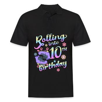 Rolling Into 10. Geburtstag Quad Skater - Männer Poloshirt - Schwarz - Vorne - Kai (181cm)
