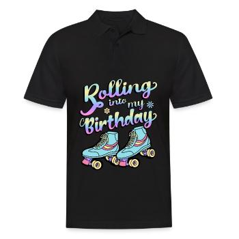 Rolling Into My Birthday Quad Skater Rollschuhe - Männer Poloshirt - Schwarz - Vorne - Kai (181cm)
