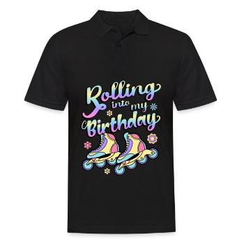 Rolling Into My Birthday Roller Skater Inline - Männer Poloshirt - Schwarz - Vorne - Kai (181cm)
