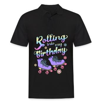Rolling Into My Birthday Quad Skater Lila - Männer Poloshirt - Schwarz - Vorne - Kai (181cm)