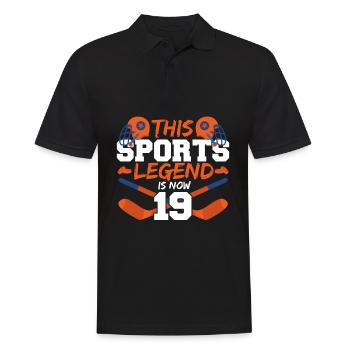 This sports legend is now 19, hockey game 19. - Men's Polo Shirt - black - Front - Kai (181cm)