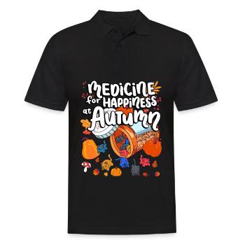 Medicine for Happiness at Autumn Cat Gummies - Men's Polo Shirt - black - Front - Kai (181cm)