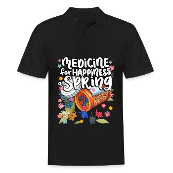 Medicine to Happiness at Spring Cat Gummies - Men's Polo Shirt - black - Front - Kai (181cm)