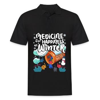 Medicine to Happiness at Winter Cat Gummies - Men's Polo Shirt - black - Front - Kai (181cm)