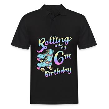 Rolling Into My 6th Birthday Quad Skater - Männer Poloshirt - Schwarz - Vorne - Kai (181cm)
