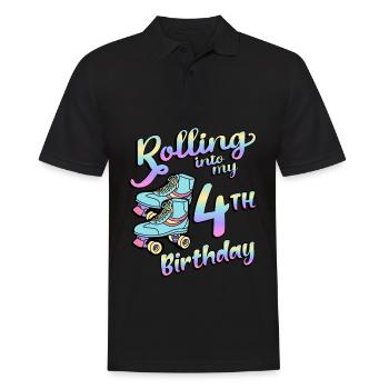 Rolling Into My 4th Birthday Quad Skater - Männer Poloshirt - Schwarz - Vorne - Kai (181cm)