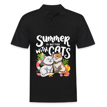 Summer is better with cats Summer Pet Lover - Men's Polo Shirt - black - Front - Kai (181cm)
