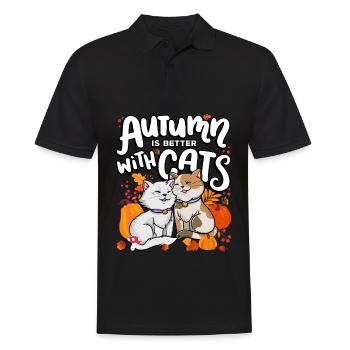 Autumn is better with cats autumn season - Men's Polo Shirt - black - Front - Kai (181cm)