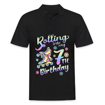 Rolling Into My 7th Birthday Roller Skater Inline - Männer Poloshirt - Schwarz - Vorne - Kai (181cm)